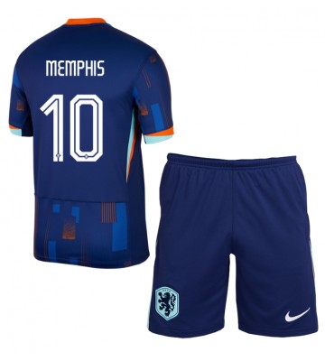 Holland Memphis Depay #10 Udebanesæt Børn EM 2024 Kort ærmer (+ korte bukser)